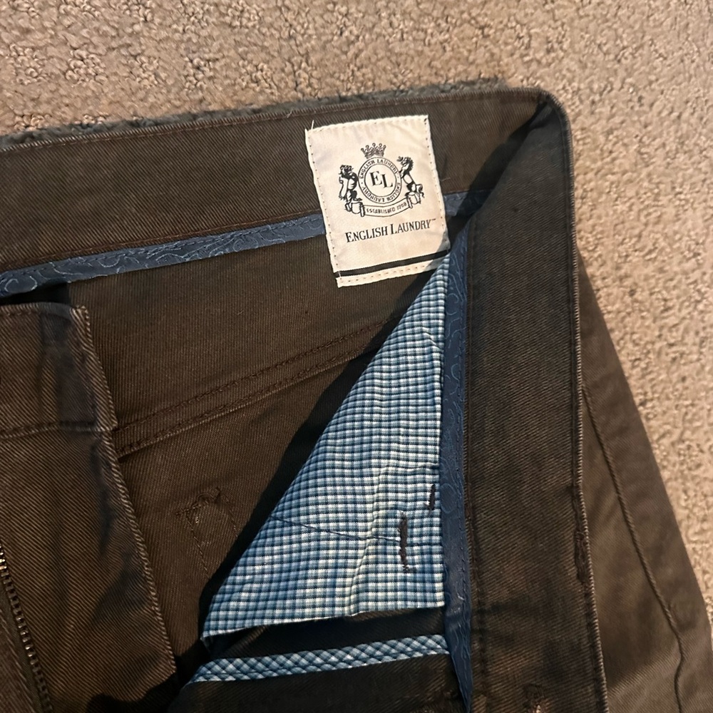 English Laundry Dark Brown Jacket with Blue Lining